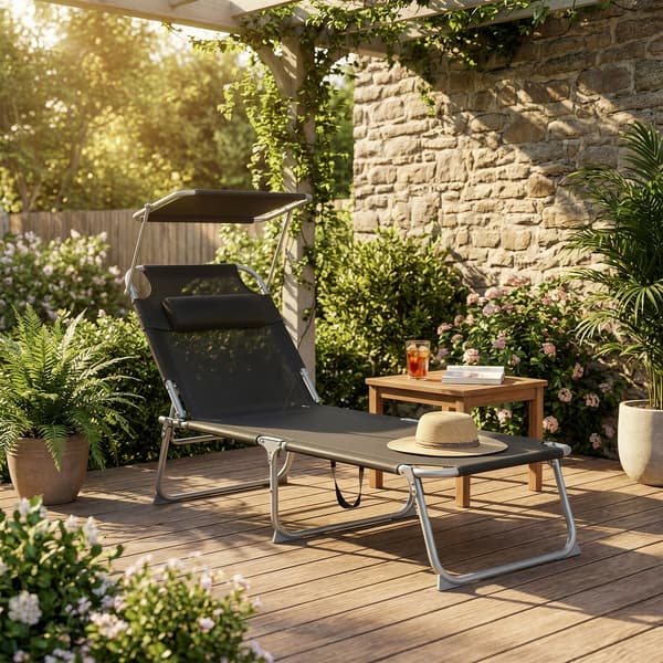Solstol 189x53x28,5 cm Svart