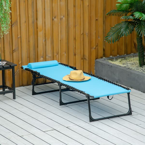 Solvogn 189x58x30 cm blå, sammenklappelig, åndbart stof
