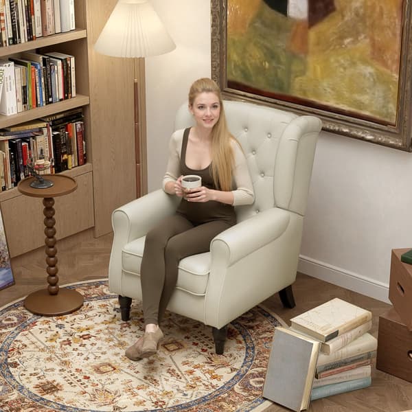 Wingback fåtölj 74x86x102 cm krämvit