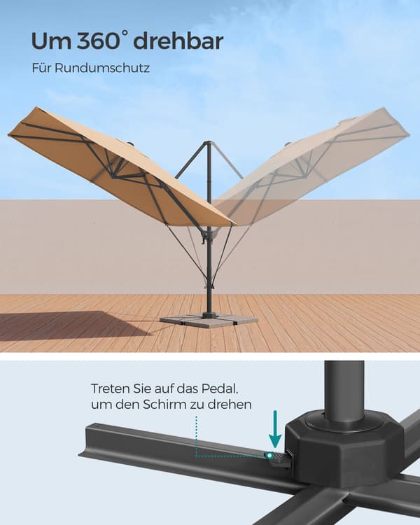Puutarhasateenvarjo, 270x270 cm, Ruskea