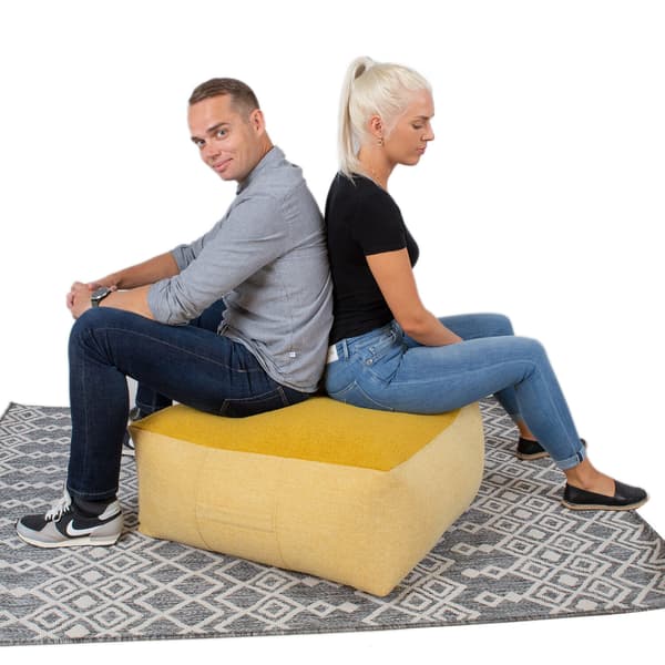 Skammel 80x80x30 cm gul stof