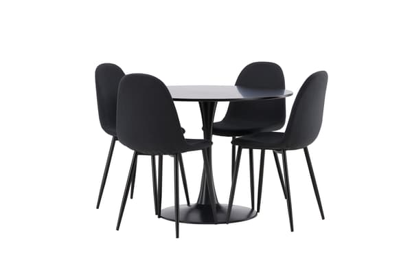 Spisebord og stol sæt 100 cm sort