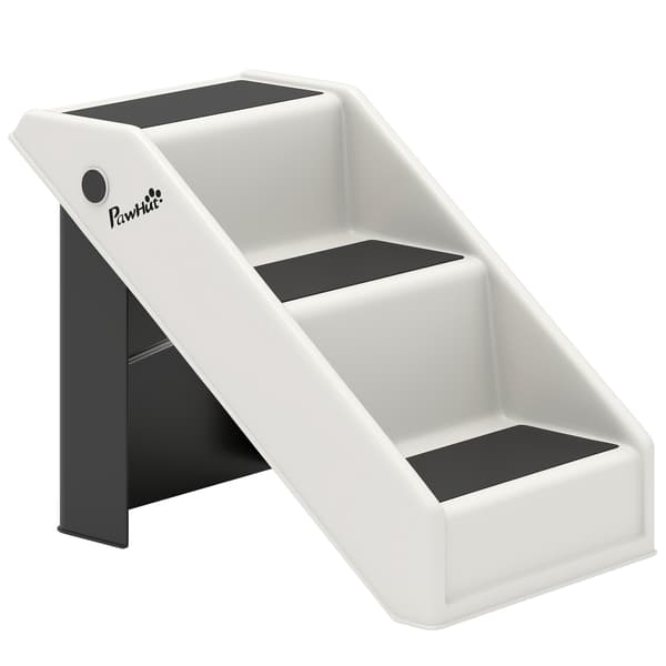 Kæledyrstrapper 53x30,5x36,5 cm Hvid Foldbar Plastik