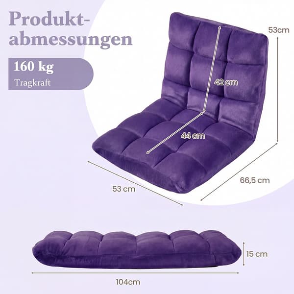 Foldbar gulvstol 49,5x60x51 cm lilla