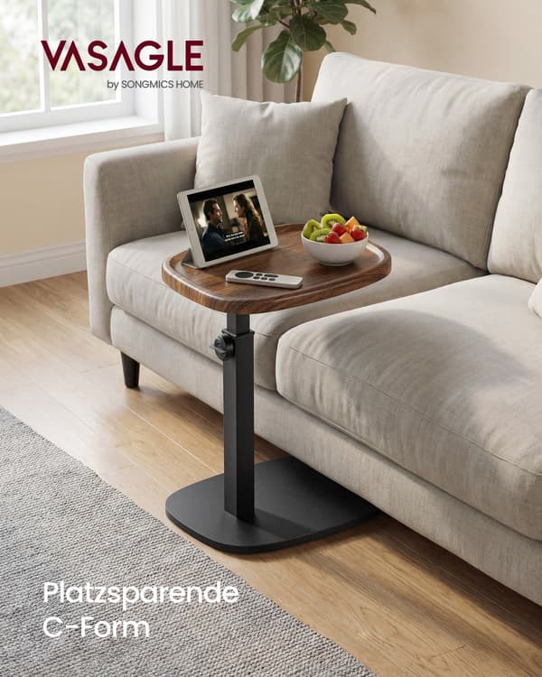 Sidebord C-form 30x40x69 cm Brun stål