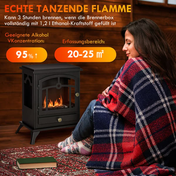 Fritstående ethanolpejs 45x28x54 cm sort