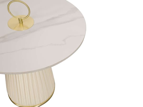 Rundt sidebord, Modig, ecru, hvid, guld