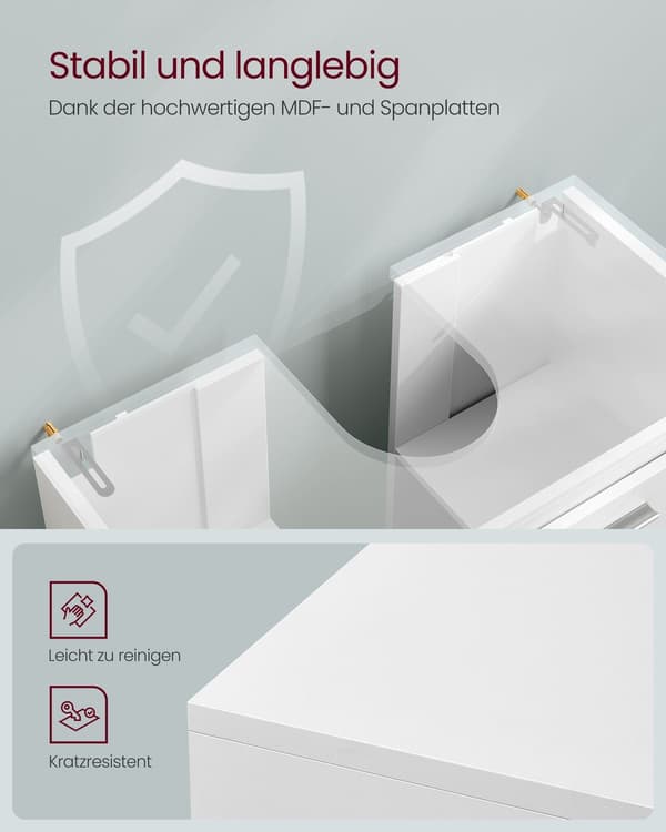 Badeværelsesskab, 30x60x64 cm, Hvid, MDF