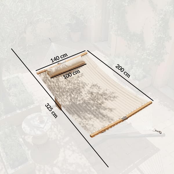 Hængekøje 200x140 cm Creme Polyester Udendørs