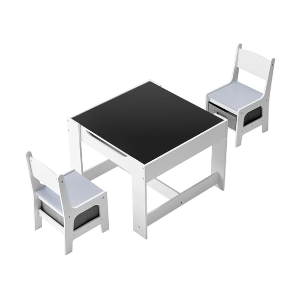 Barnbord och 2 stolar set, 61x61x48.3 cm, vit, förvaring