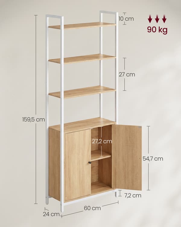 Bogreol 24x60x159,5 cm Sort Træ og Stål