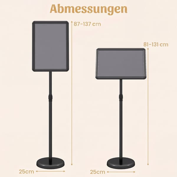 Informationsstander 2 stk 87–137 cm sort