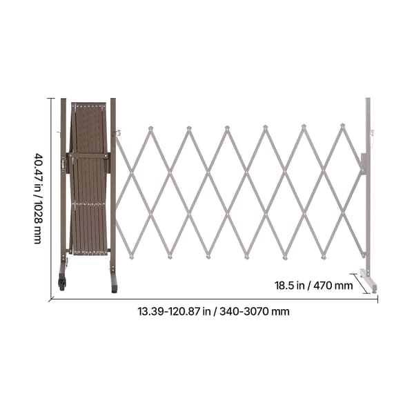 Expanderbar barriär, 340,4x102,8 cm, metall
