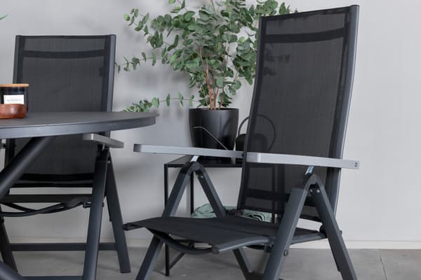 Spisebord og stole sæt 120 cm sort og grå justerbar