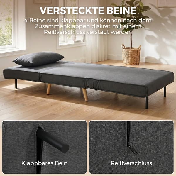 3-i-1 foldbar sove stol 94x78x80 cm grå