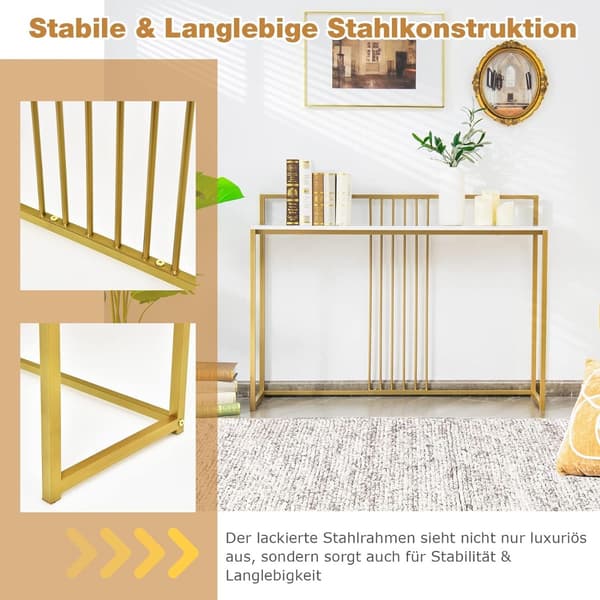 Konsolbord 120x32x88 cm hvid/guld