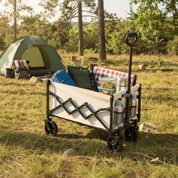 Hopfällbar vagn 42x67x90,5 cm Beige stål