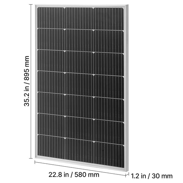 Solpanel, 2 stk. monokrystallinsk 100W, 89,5x58x3 cm