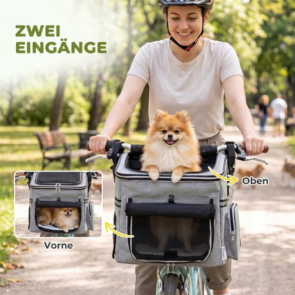 Hundecykelkurv 33x26x35 cm Lys Grå Polyester