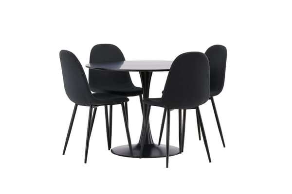 Spisebord og stol sæt 100 cm sort