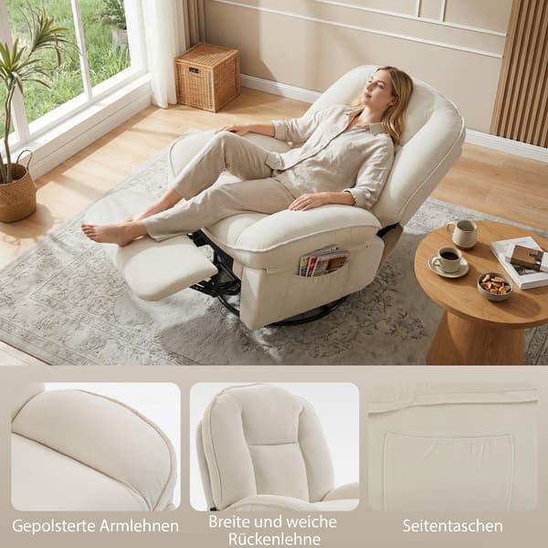 Lænestol 93x91x104 cm Creme Chenille polstring