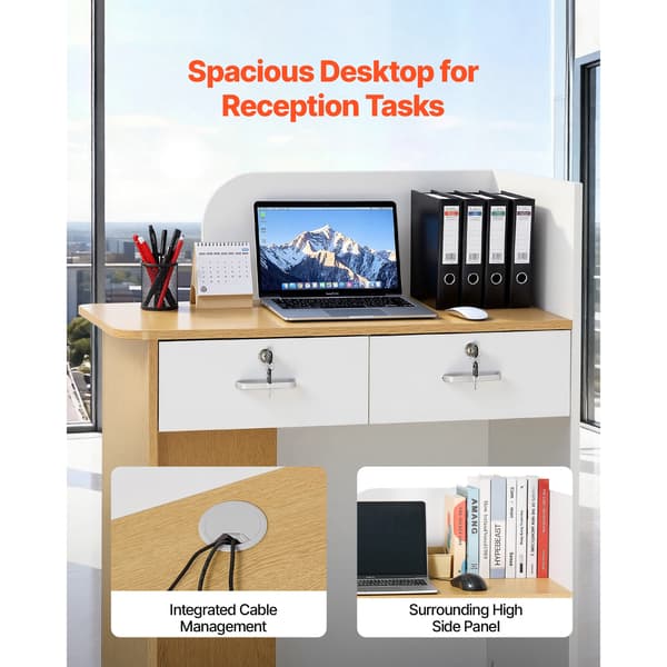 Receptiondisk, 80x45x100 cm, Hvid, LED-belysning