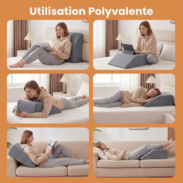 Benløftningspude Memory Foam 59x54x19 cm grå