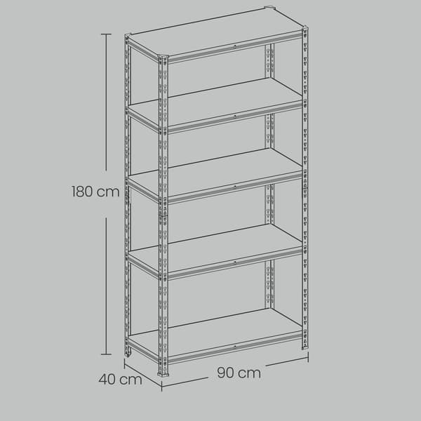 Tungt Hyllplan 50x100x200 cm Silver Stål