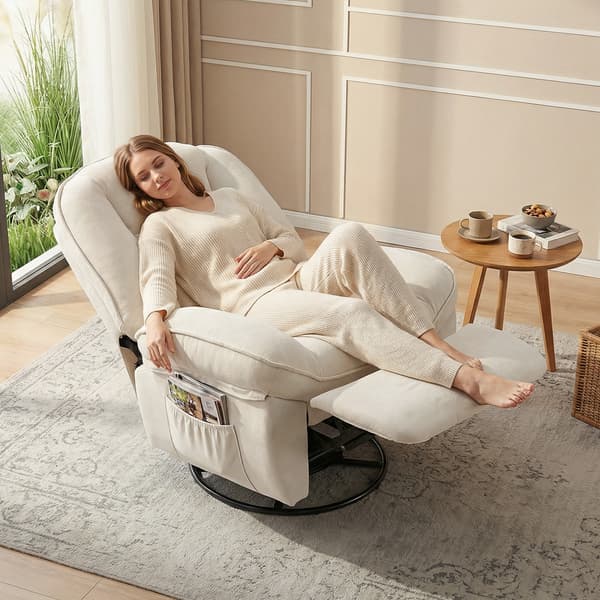 Lænestol 93x91x104 cm Creme Chenille polstring