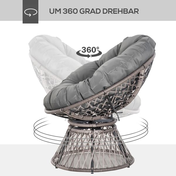 Papasan stol, 87x97x86 cm, grå