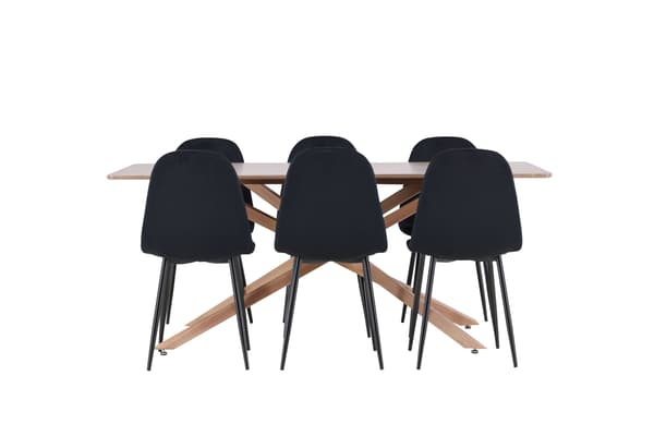 Spisebord og stole sæt 180x90 cm sort og mokka