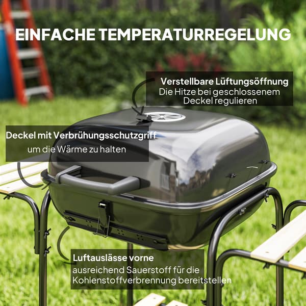 Kulgrill 98x54x91 cm Sort Stål