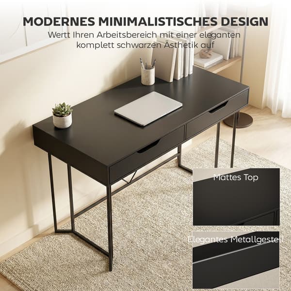 Skrivebord, 120x60x77 cm, Sort, Træ og Metal