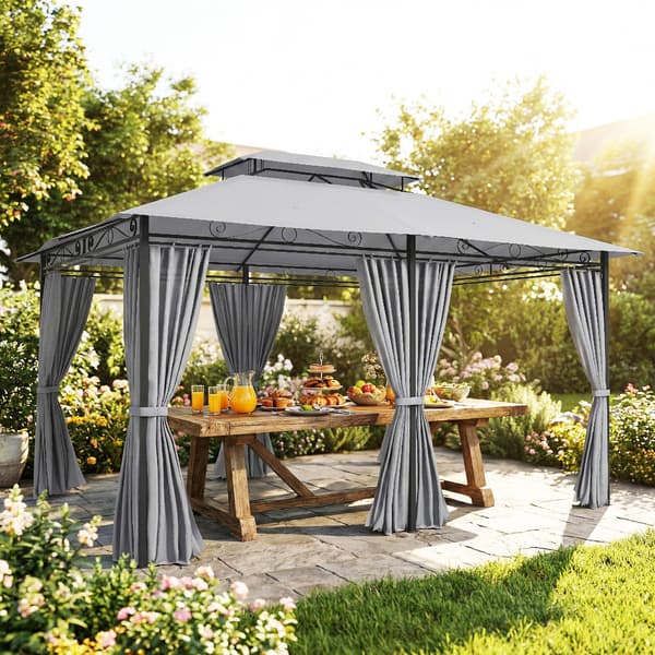 Havepavillon 300x400x280 cm Mørkegrå Stål