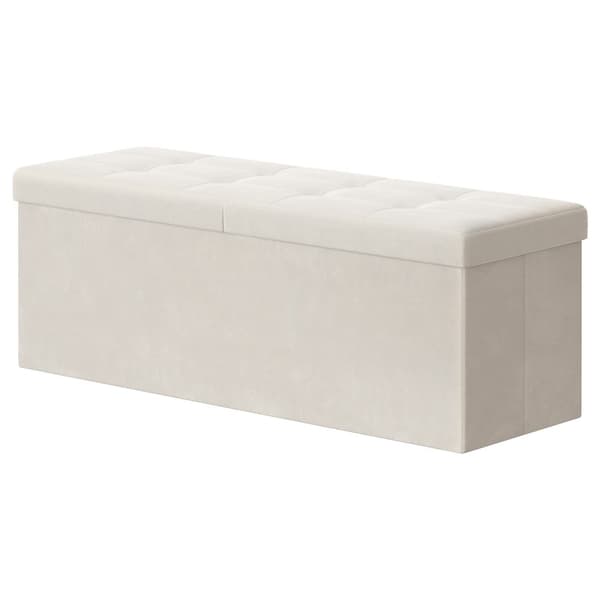 Förvaringsbänk 38x110x38 cm Vit Sammet