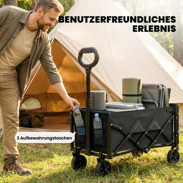 Sammenklappelig vogn 71x45x86 cm sort metal
