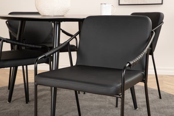 Spisebord og stole sæt 115 cm sort
