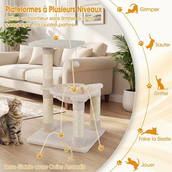 Kattetræ 40x40x64 cm beige