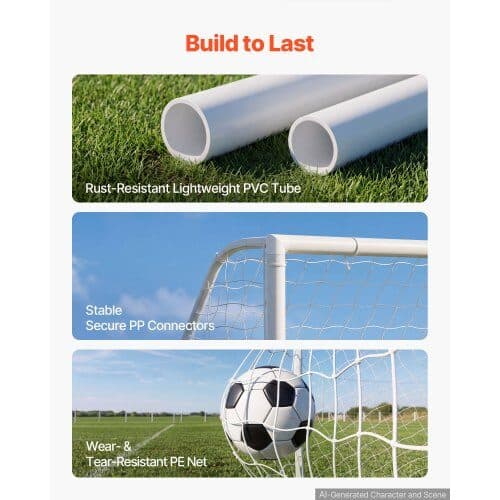Fodboldmål sæt 2,44x1,82 m hvid