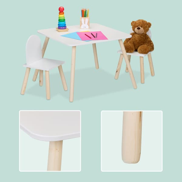 Barnbord och stolar set, 45x60x60 cm, Vit, Trä, Kodustaar
