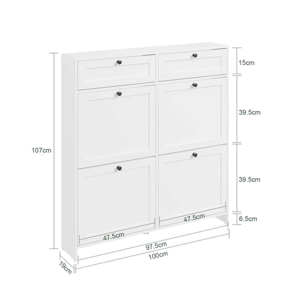 Skoskab 100x19x107 cm, hvid, MDF