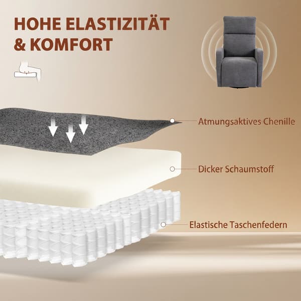 Lænestol 73,5x97x108 cm Mørkegrå Massagefunktion