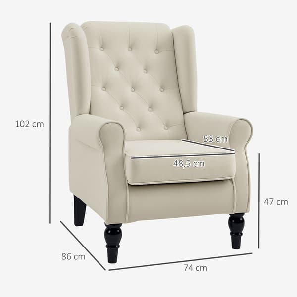 Wingback lænestol 74x86x102 cm cremehvid