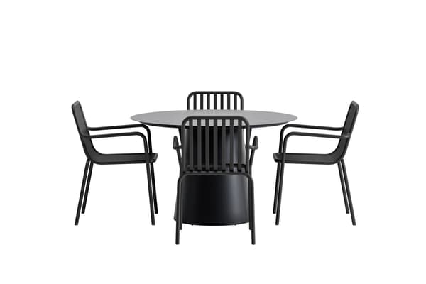 Spisebord og stole sæt Lanzo 120 cm sort