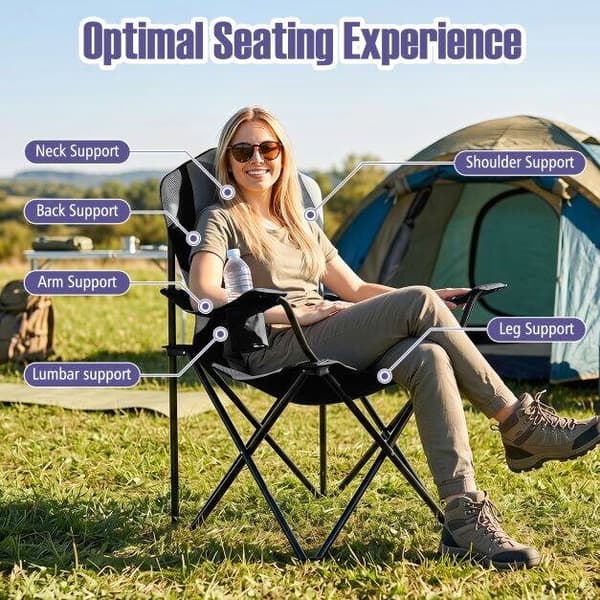 Sammenklappelig campingstol 93x62x102 cm sort
