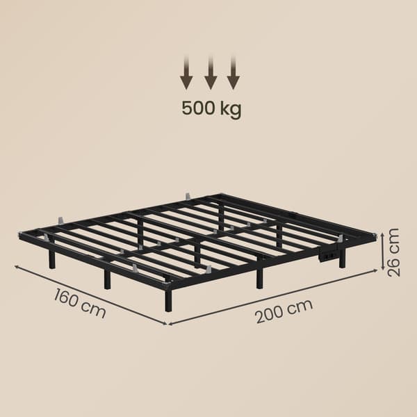 Sengestel 180x200 cm Sort Metal