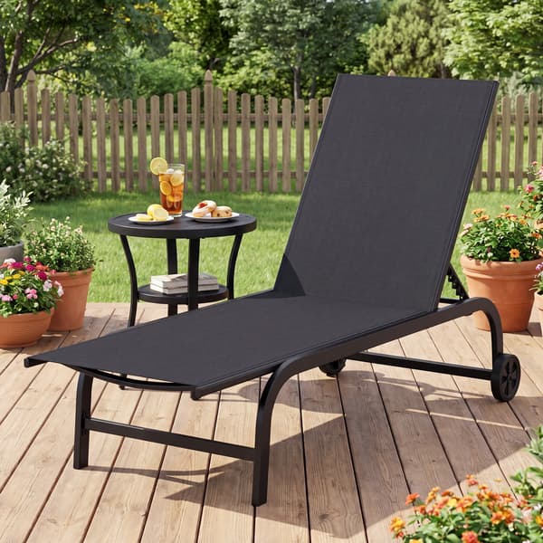Udendørs liggestole 2 stk 36x190 cm sort