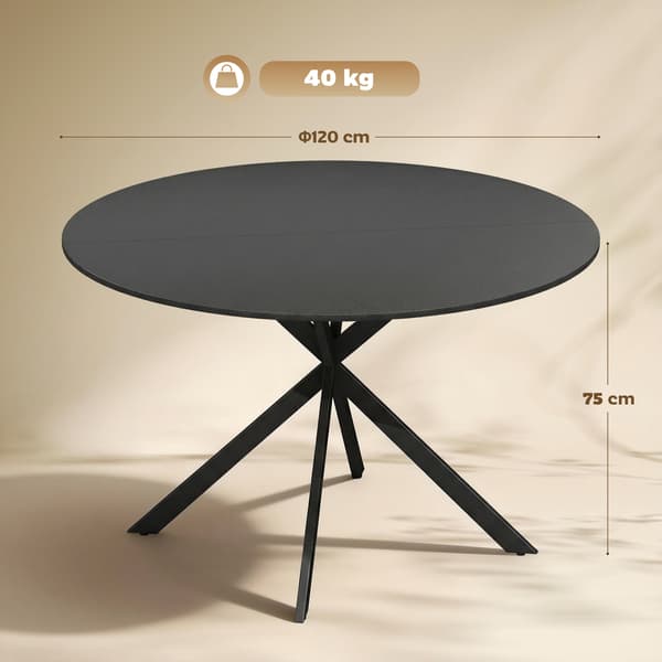 Spisebord, 120x75 cm, Sort, Stål