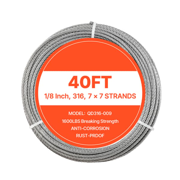 Wire Rope Kit, 3,2 mm x 12,2 m, Rustfrit stål, Stål, Haverankesystem