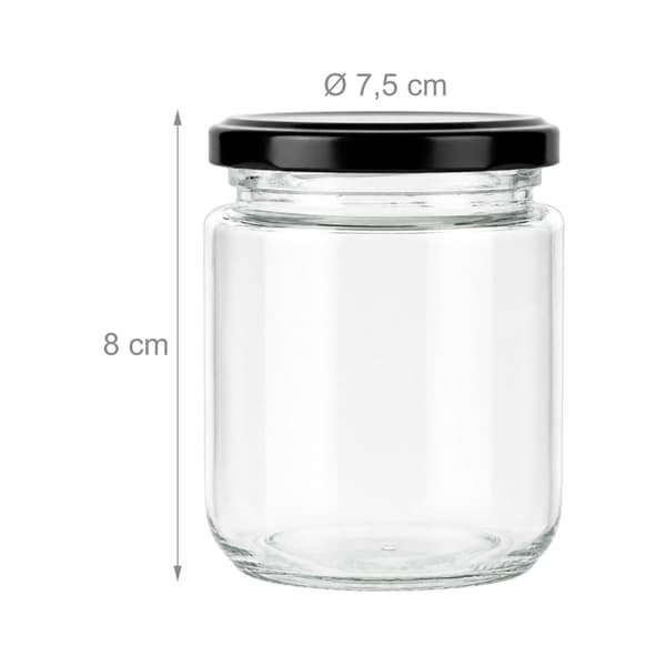 Jam Jar Set 8x7,5 cm Transparent Svart Glas, Kodustaar